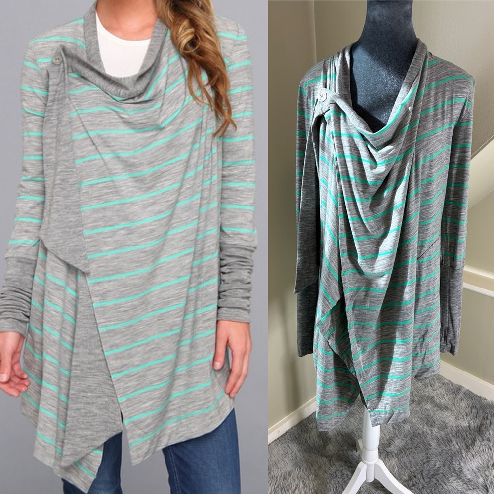 Icebreaker Small Merino Wool Bliss Wrap Grey Heather Striped